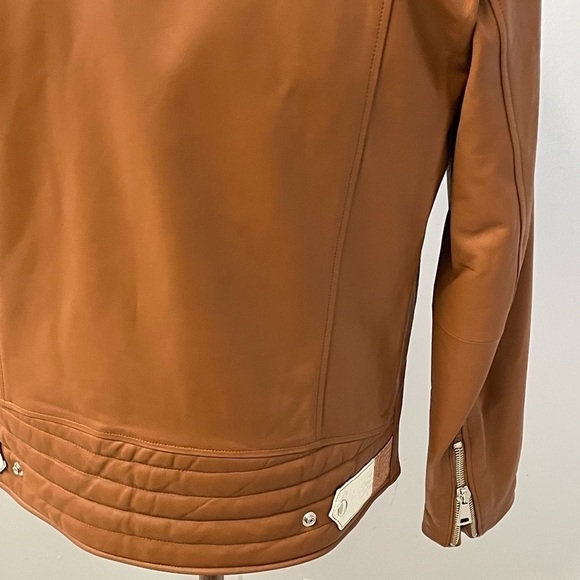 Fennix Italy jacket biker cognac Atalian leather/alligator modern fit - Picture 4 of 6